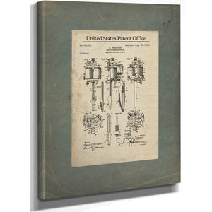 The Wagner Tattooing Machine Patent Blueprint of Permanent Marks — Stretched Canvas Print | Bella Frye