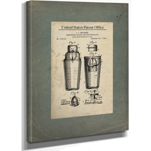 The Reichner Cocktail Shaker Patent of 1913 — Framed Wall Art Room View | Bella Frye