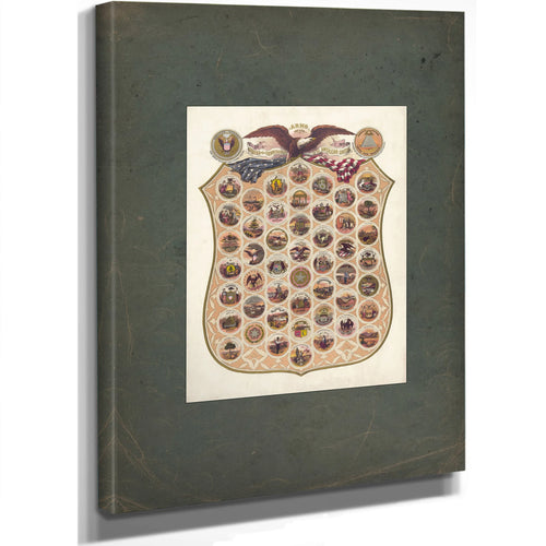 Arms of the States and Territories of the American Union 1876 — Stretched Canvas Print | Bella Frye