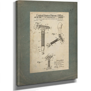 The Gentlemans Edge Adjustable Safety Razor Patent — Stretched Canvas Print | Bella Frye