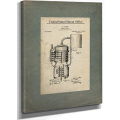 The Moonshiners Blueprint Patent Drawing of Forbidden Spirits — Stretched Canvas Print | Bella Frye