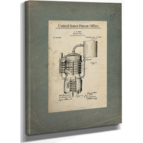 The Moonshiners Blueprint Patent Drawing of Forbidden Spirits — Stretched Canvas Print | Bella Frye