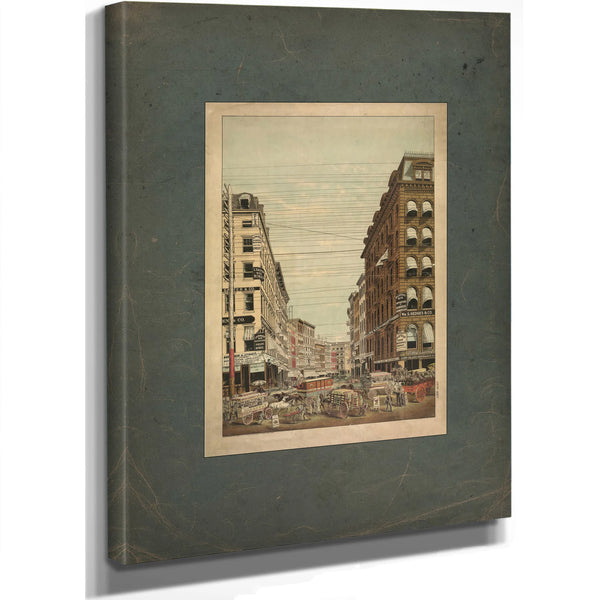 View of Broadway and Maiden Lane New York City 19th Century — Stretched Canvas Print | Bella Frye
