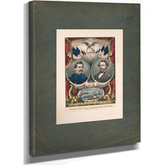 Grand National Democratic Banner Peace! Union! and Victory! 1864 — Stretched Canvas Print | Bella Frye