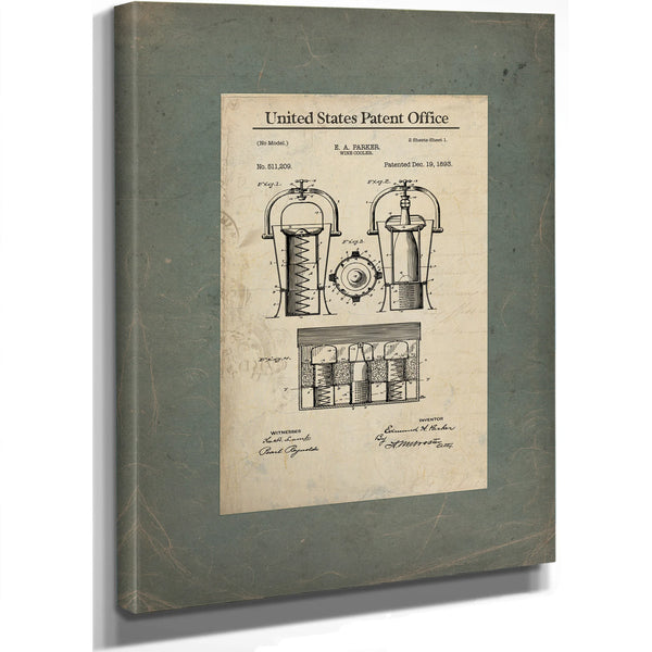 The Parker Wine Cooler Patent of 1893 — Framed Wall Art Room View | Bella Frye