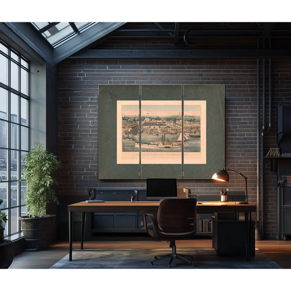 Birds Eye View of Sixth Street Wharf Washington Dc 1863 — Framed Wall Art Room View | Bella Frye
