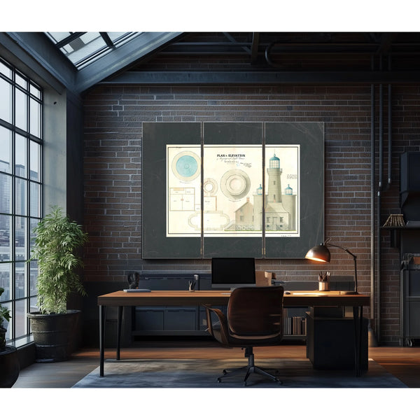 The Keepers Vigil Matinicus Rock Lighthouse Architectural Blueprint — Framed Wall Art Room View | Bella Frye