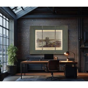 Grand Birds Eye View of the Great East River Suspension Bridge Connecting Th — Framed Wall Art Room View | Bella Frye