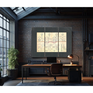 The Keepers Blueprint Leading Point Light Station Plans — Framed Wall Art Room View | Bella Frye