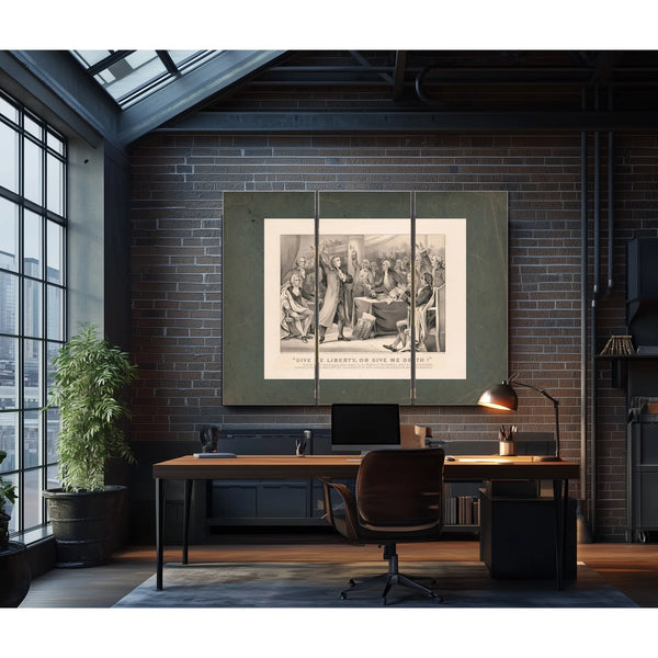 Give Me Liberty or Give Me Death! Patrick Henry Delivering His Great Speech on — Framed Wall Art Room View | Bella Frye