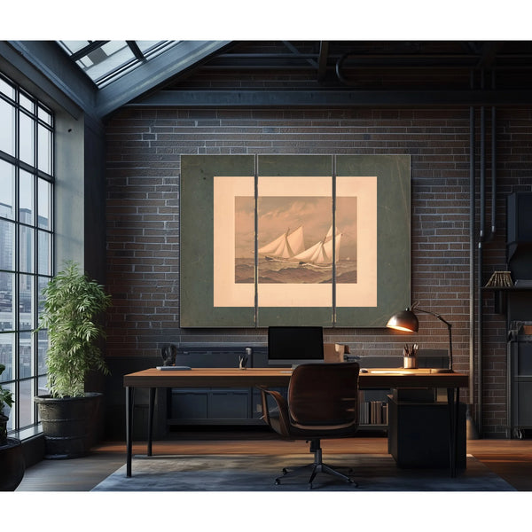 American Yachts Extra Plate for the Americas Cup 1885 Near the Finish Purtia — Framed Wall Art Room View | Bella Frye