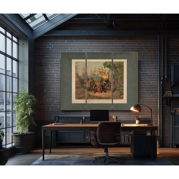 Columbus Taking Possession of the New Country 1893 — Framed Wall Art Room View | Bella Frye