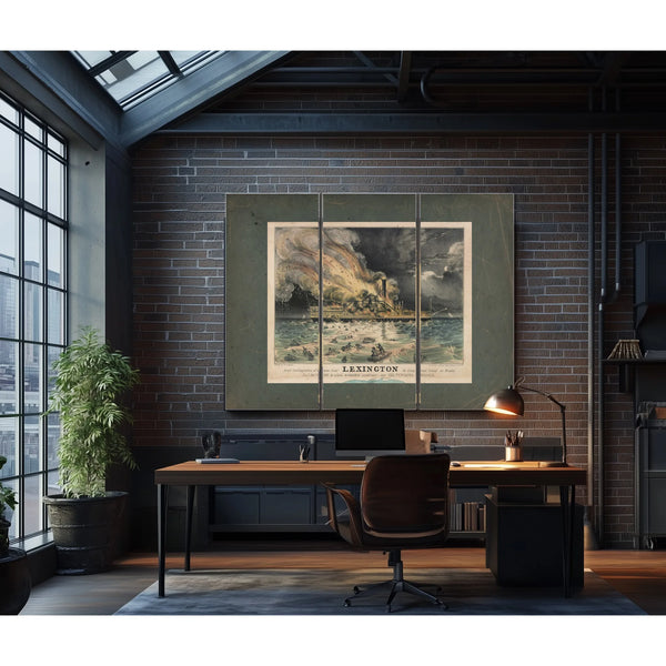 Awful Conflagration of the Steam Boat Lexington in Long Island Sound on Mond — Framed Wall Art Room View | Bella Frye