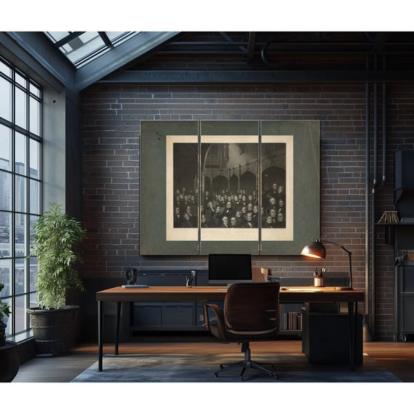 Distinguished Americans at a Meeting of the New York Historical Society 19th — Framed Wall Art Room View | Bella Frye
