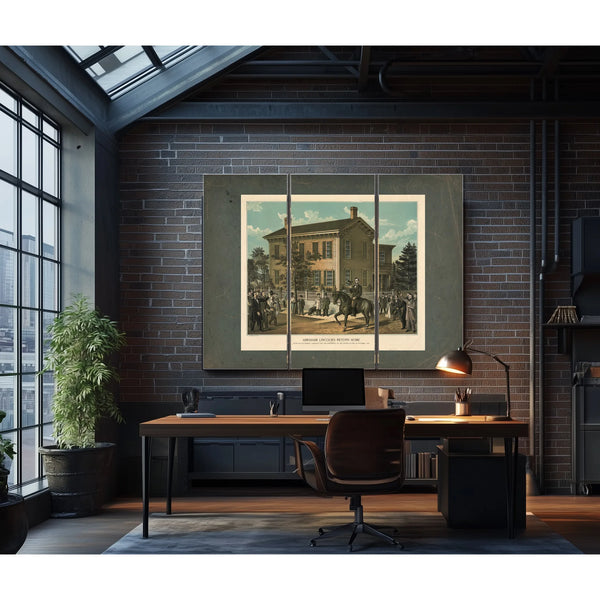 Abraham Lincolns Return Home After His Successful Campaign for the Presidency — Framed Wall Art Room View | Bella Frye