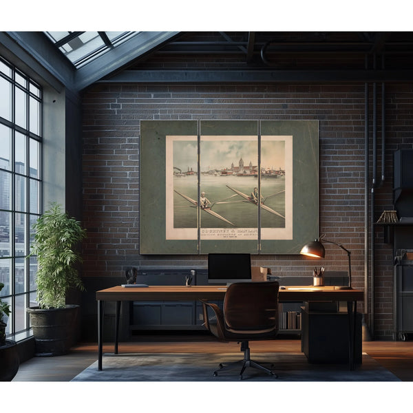 Courtney Hanlan Champion Scullers of America View of Toronto Bay 1879 — Framed Wall Art Room View | Bella Frye