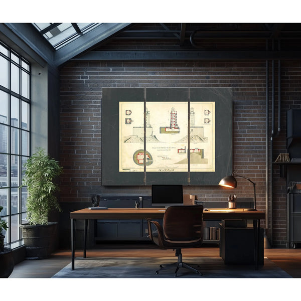 St. George Reef Lighthouse Architectural Plans the Impossible Light Station Blueprint — Framed Wall Art Room View | Bella Fry