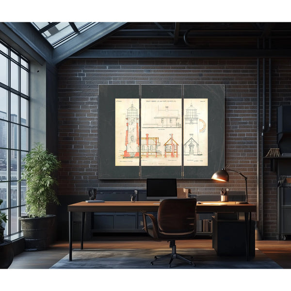 The Cape Blanco Light Station Blueprint Guardian of the Oregon Coast — Framed Wall Art Room View | Bella Frye