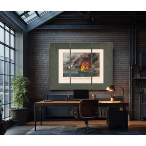 Destruction of the Rebel Ram Arkansas_ by the United States Gunboat Essex on — Framed Wall Art Room View | Bella Frye
