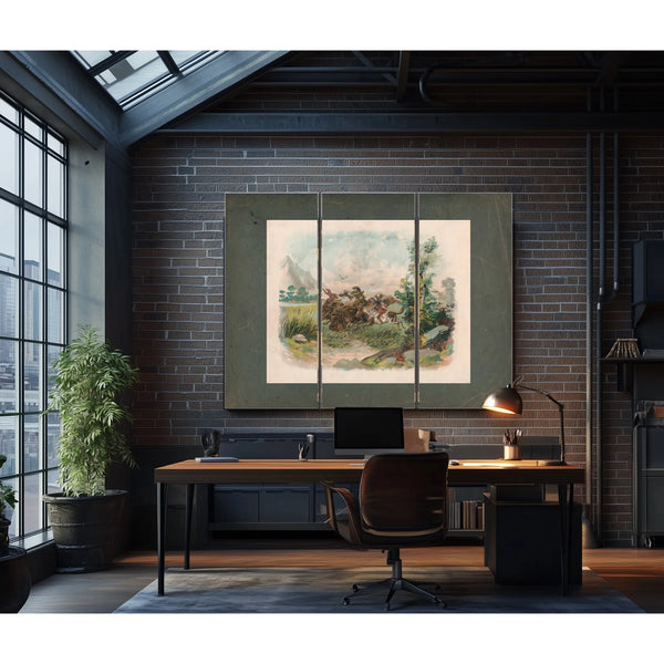 Buffalo Hunt in the Wild West 1897 — Framed Wall Art Room View | Bella Frye