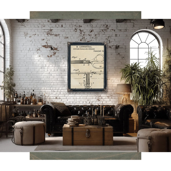 The Cutting Edge Loewenthals Parallel Shears Patent — Framed Wall Art Room View | Bella Frye