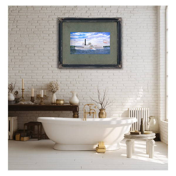 Steamboat Shady Side Hudson River Sidewheel Passenger Steamer — Framed Wall Art Room View | Bella Frye
