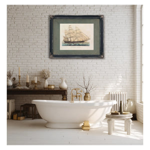 Outward Bound Currier Ives lithograph of a clipper ship under full sail — Framed Wall Art Room View | Bella Frye