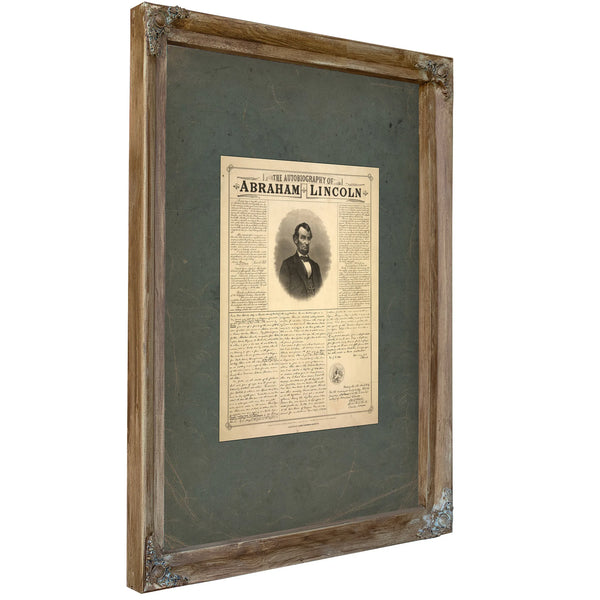 The Autobiography of Abraham Lincoln 19th Century — Verdigris Framed Canvas Print | Bella Frye
