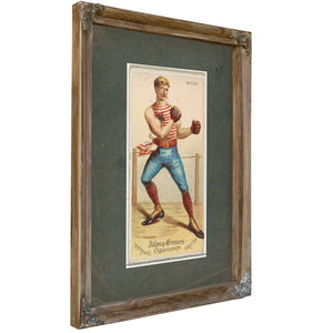 Boxing From Worldand39s Dudes Series N31 for Allen Andamp Ginter Cigarettes — Verdigris Framed Canvas Print | Bella Frye