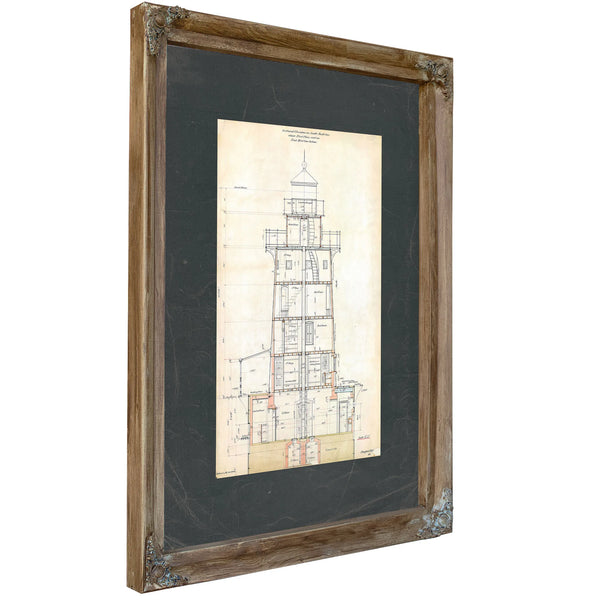 The Keepers Vigil Hooper Island Light Station Blueprint — Verdigris Framed Canvas Print | Bella Frye