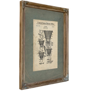Us Patent No. 225325 Shuttle Cock by E Bauer (1935) — Verdigris Framed Canvas Print | Bella Frye