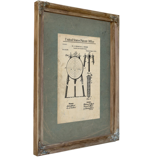 Us Patent No. 21533 Target and Target Stand by Wh Wright Gl Thorne (may 6 1879) — Verdigris Framed Canvas Print | Bella Frye