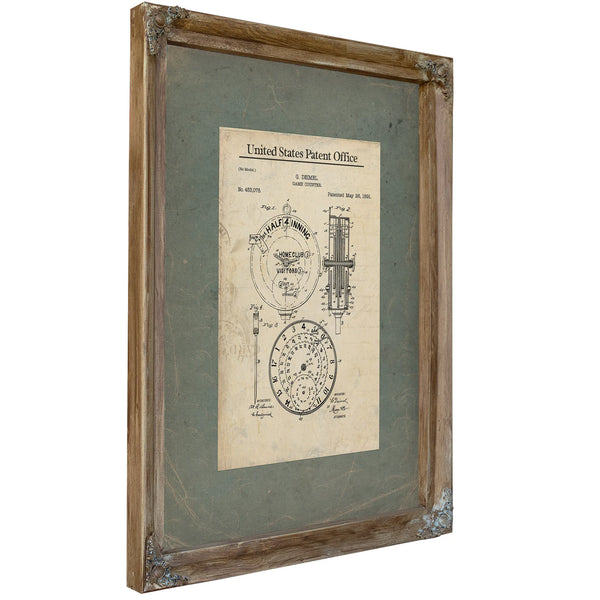 Us Patent No. 45378 Game Counter by G Deimel May 26 1891 — Verdigris Framed Canvas Print | Bella Frye