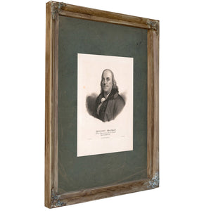 Benjamin Franklin 1779 — Verdigris Framed Canvas Print | Bella Frye