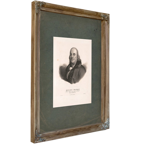 Benjamin Franklin 1779 — Verdigris Framed Canvas Print | Bella Frye