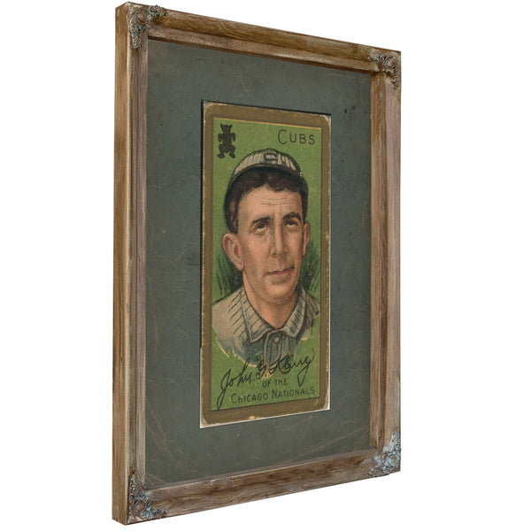 John G Kling Chicago Cubs Baseball Card Portrait — Verdigris Framed Canvas Print | Bella Frye