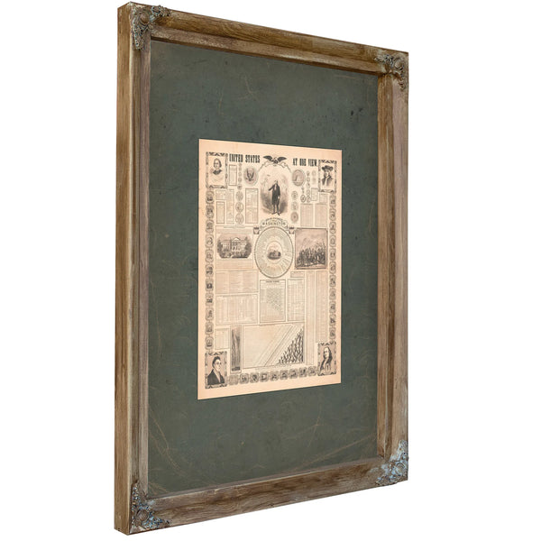 United States at One View 1854 — Verdigris Framed Canvas Print | Bella Frye