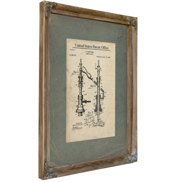 The Publicans Apparatus — Patent Drawing of the Victorian Beer Faucet — Framed Wall Art Room View | Bella Frye