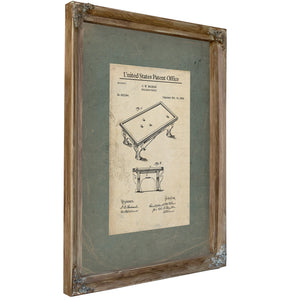 Us Patent No. 253544 Billiard Table by Cw Mclean February 14 1882 — Verdigris Framed Canvas Print | Bella Frye