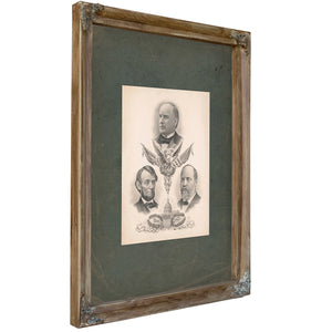 Portraits of Mckinley Lincoln and Garfield 192 — Verdigris Framed Canvas Print | Bella Frye