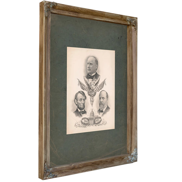 Portraits of Mckinley Lincoln and Garfield 192 — Verdigris Framed Canvas Print | Bella Frye