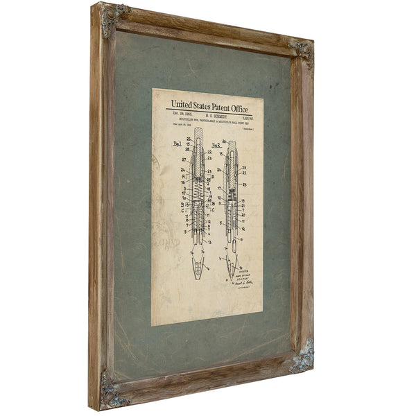 The Scriveners Mechanism Schmidt Multicolor Pen Patent — Framed Wall Art Room View | Bella Frye