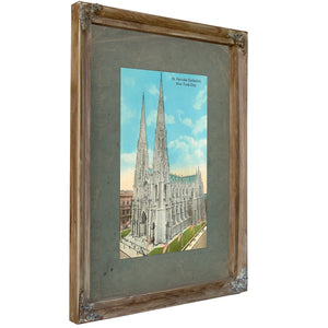 The Gothic Spires of Fifth Avenue a Monument in Stone and Shadow — Verdigris Framed Canvas Print | Bella Frye