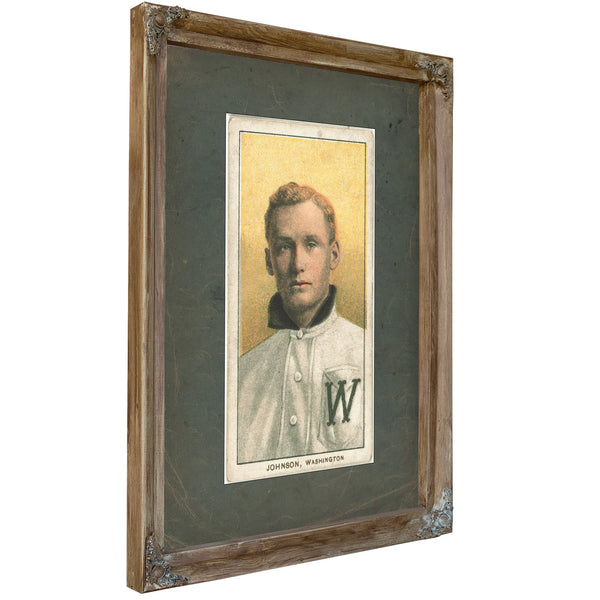 Walter Johnson Washington Nationals Baseball Card Portrait 9 — Verdigris Framed Canvas Print | Bella Frye
