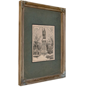 Storys Monument of Liberty to Be Erected in Independence Square Philadelphia 1875 — Verdigris Framed Canvas Print | Bella Fry