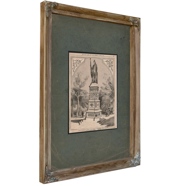 Storys Monument of Liberty to Be Erected in Independence Square Philadelphia 1875 — Verdigris Framed Canvas Print | Bella Fry