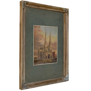 The New Cathedral Fifth Avenue New York 19th Century — Verdigris Framed Canvas Print | Bella Frye