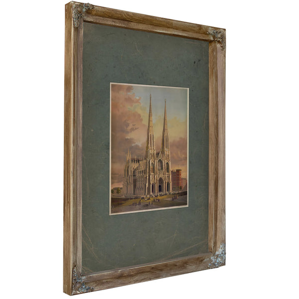 The New Cathedral Fifth Avenue New York 19th Century — Verdigris Framed Canvas Print | Bella Frye