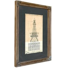 The Sabine Bank Light Station Blueprint a Monument to Maritime Solitude — Verdigris Framed Canvas Print | Bella Frye