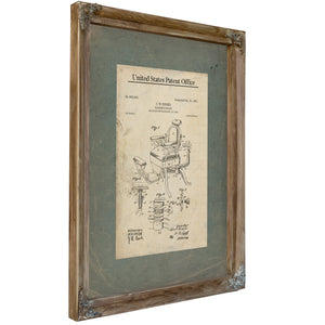 The Barbers Throne Patent Drawing — Verdigris Framed Canvas Print | Bella Frye